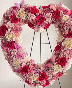 Pretty in Pink Heart Wreath Sympathy