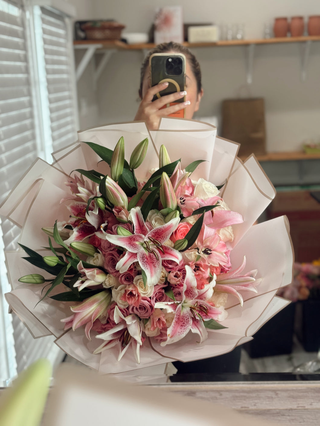 The lilies and tulips bouquet